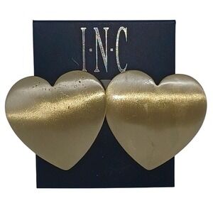 INC International Concepts Gold Tone Large Heart Stud Earrings New with Tag
